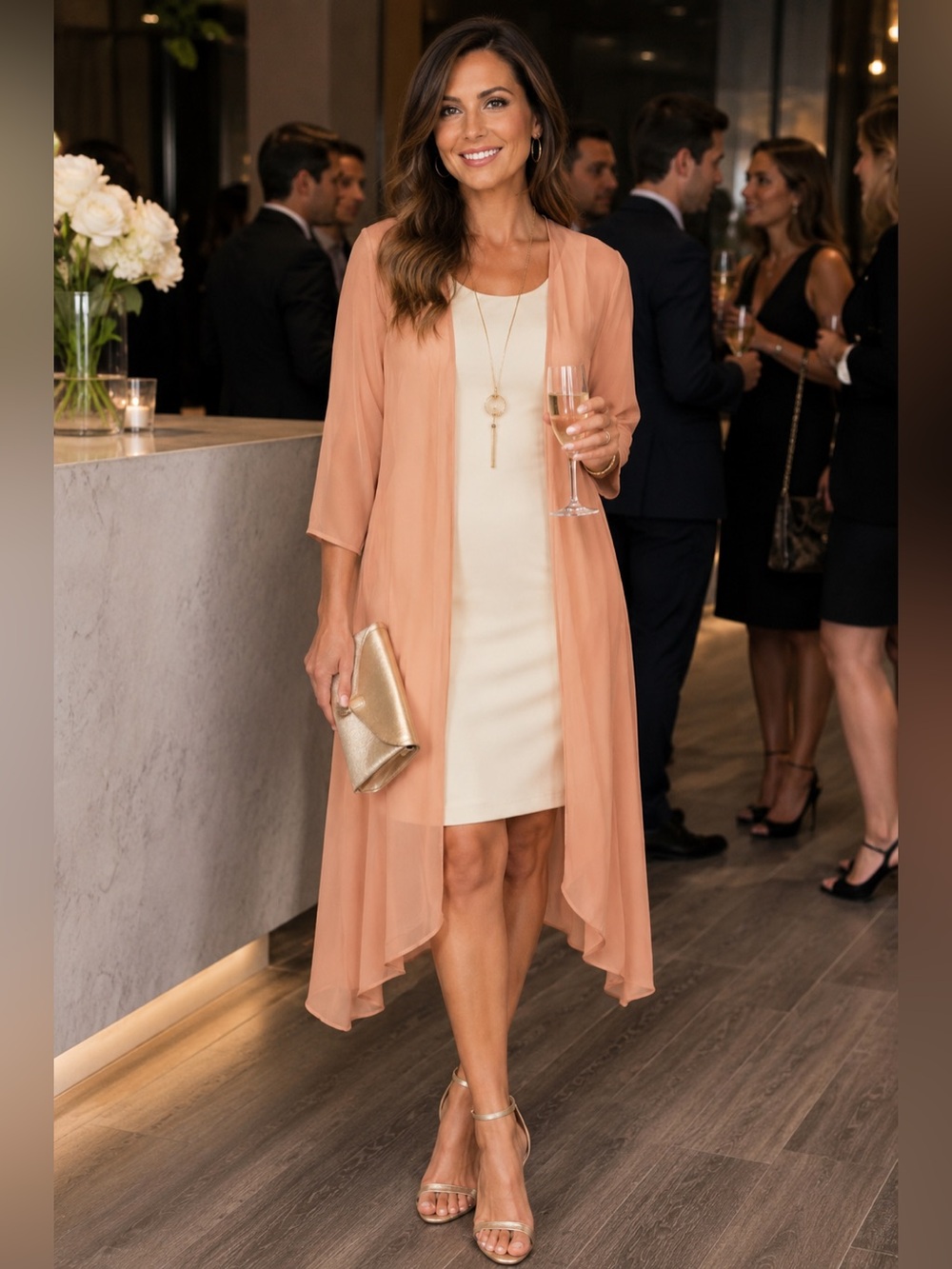 Nordstrom Peach/ Pink Sheer Open-Front Kimono S